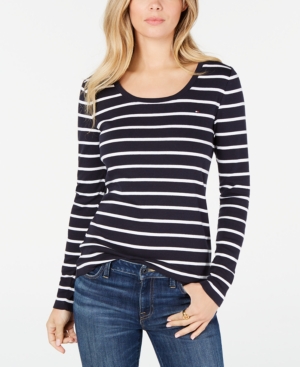 image of Tommy Hilfiger Cotton Striped Long-Sleeve T-Shirt, Created for Macy-s