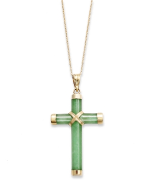Jade Cross Pendant Necklace in 10k Gold (20 ct. t.w.)