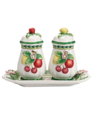 Villeroy & Boch - French Garden Figural Salt & Pepper Shakers with Tray