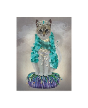 Trademark Global Fab Funky Grey Cat With Bells, Full Canvas Art In Multi