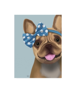 Trademark Global Fab Funky French Bulldog And Blue Bow Canvas Art In Multi