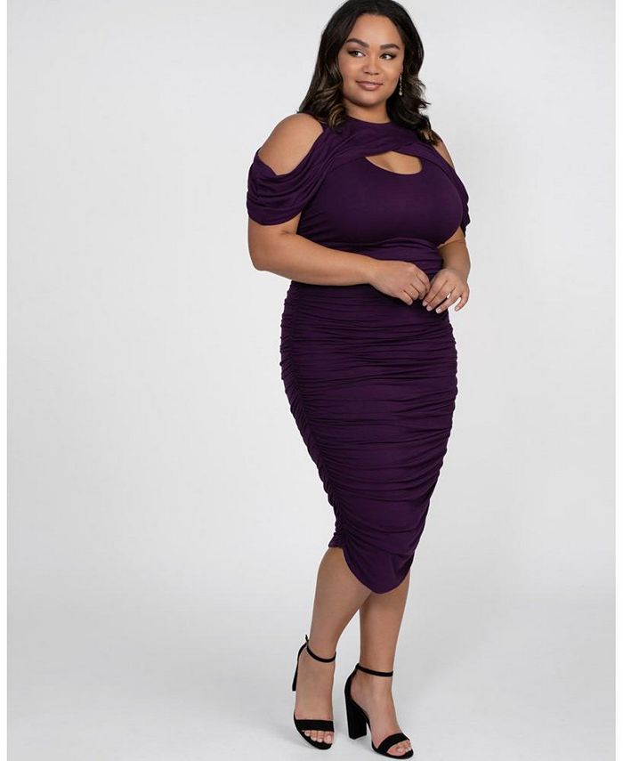 Kiyonna Women's Plus Size Bianca Ruched Cocktail Dress - Macy's