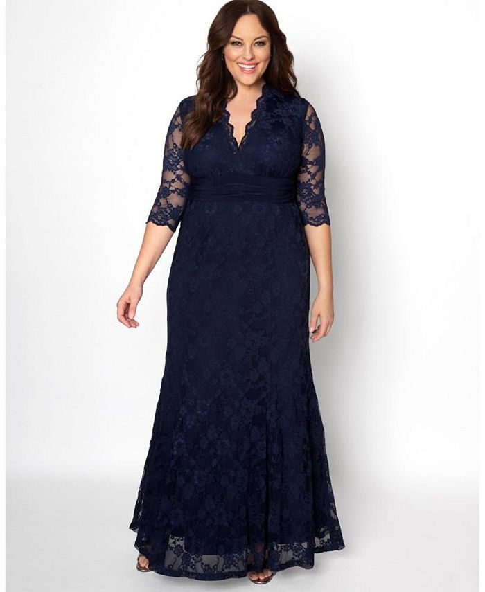 Kiyonna Women's Plus Size Screen Siren Lace Evening Gown - Macy's