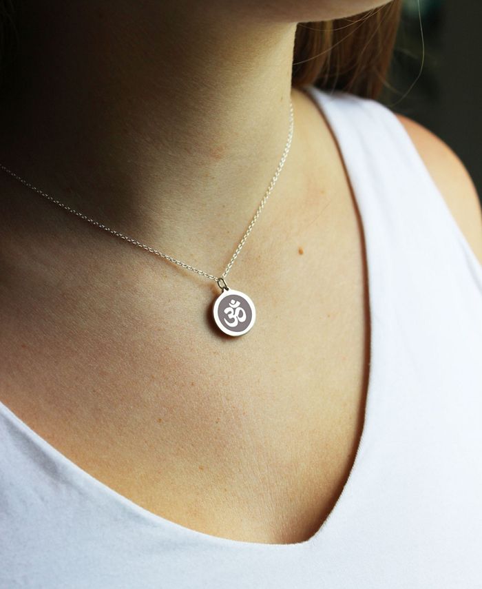 Auburn Jewelry Om Pendant Necklace in Sterling Silver and Enamel, 16