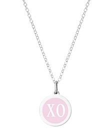 Mini XO Pendant Necklace in Sterling Silver and Enamel, 16" + 2" Extender