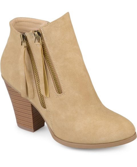 Женские ботинки Journee Collection Vally Double Zipper Stacked Heel Ankle, цвет: Серо-коричневый