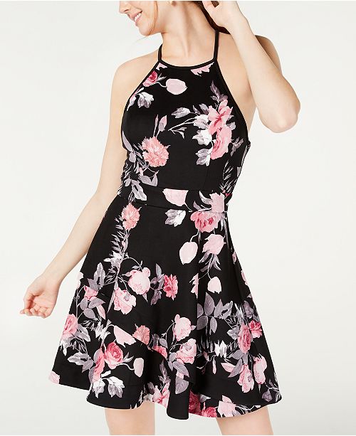 Speechless Juniors Halter Floral Scuba Dress Reviews Dresses