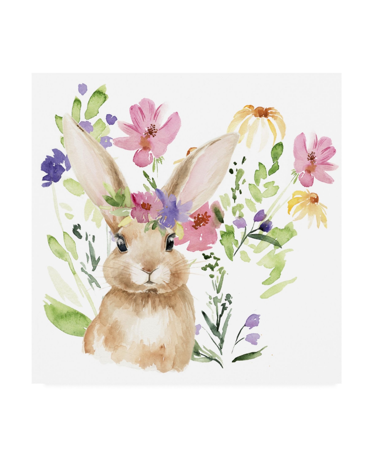 Кролик в цветах акварель