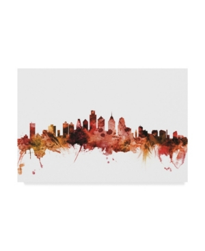 Trademark Global Michael Tompsett Philadelphia Pennsylvania Skyline Red Canvas Art In Multi
