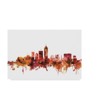 Trademark Global Michael Tompsett Indianapolis Indiana Skyline Red Canvas Art In Multi