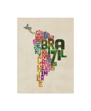 Trademark Global Michael Tompsett Typography Map Of Central And South America Canvas Art In Multi