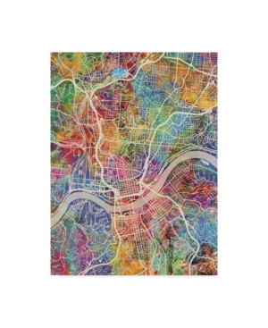 Trademark Global Michael Tompsett Cincinnati Ohio City Map Canvas Art In Multi