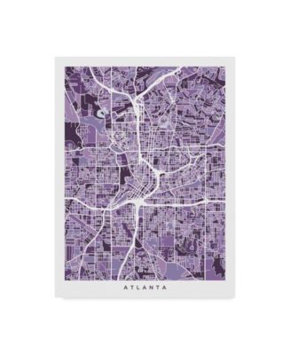 Trademark Global Michael Tompsett Atlanta Georgia City Map Purple Canvas Art - 15&quot; x 20 ...