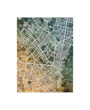 Trademark Global Michael Tompsett Bogota Colombia City Map Teal Orange Canvas Art In Multi