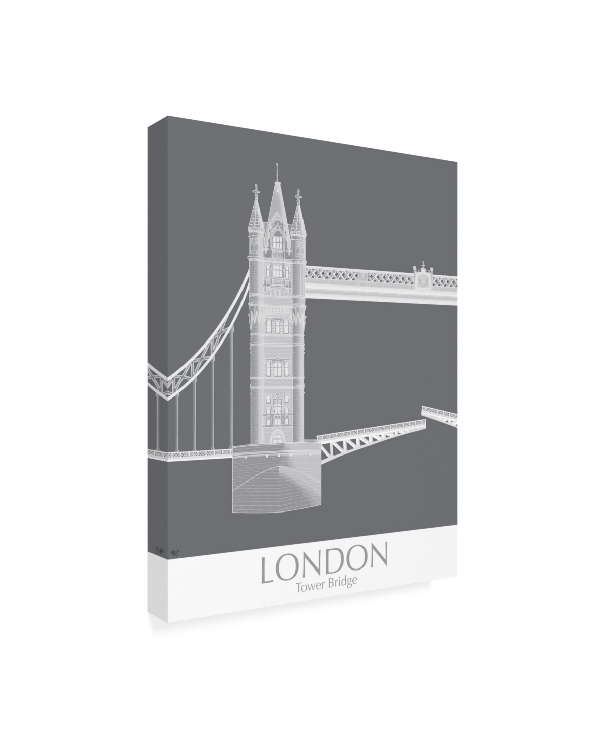 Fab Funky London Tower Bridge Monochrome Canvas Art -