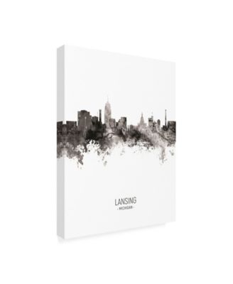 Trademark Global Michael Tompsett Lansing Michigan Skyline Portrait II Canvas Art - 36.5" x 48"