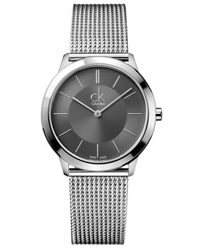 Calvin Klein Watch, Men's Swiss Minimal Stainless Steel Mesh Bracelet 35mm K3M22124
