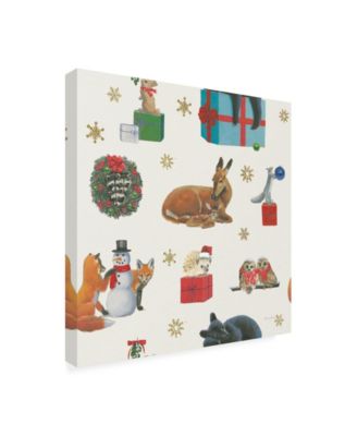 Trademark Global Emily Adams Christmas Critters Bright Pattern IIIB Canvas Art - 15.5" x 21"