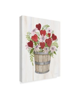 Kathleen Parr Mckenna Rustic Valentine Bushel Basket Canvas Art - 20" x 25"