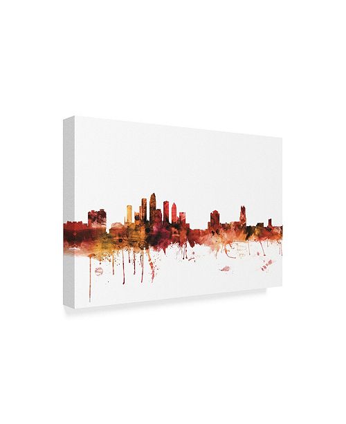 Trademark Global Michael Tompsett Tampa Florida Skyline Red Canvas