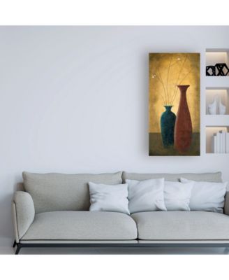 Pablo Esteban Two Slender Vases and Flowers Canvas Art - 19.5" x 26"