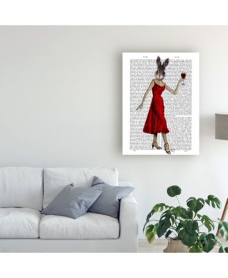 Fab Funky Rabbit in Red Dress Canvas Art - 19.5" x 26" - Macy's