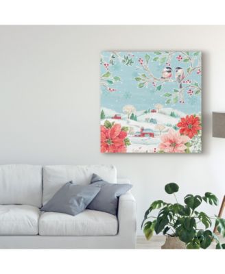 Daphne Brissonnet Country Poinsettias VI Canvas Art - 15" x 20"