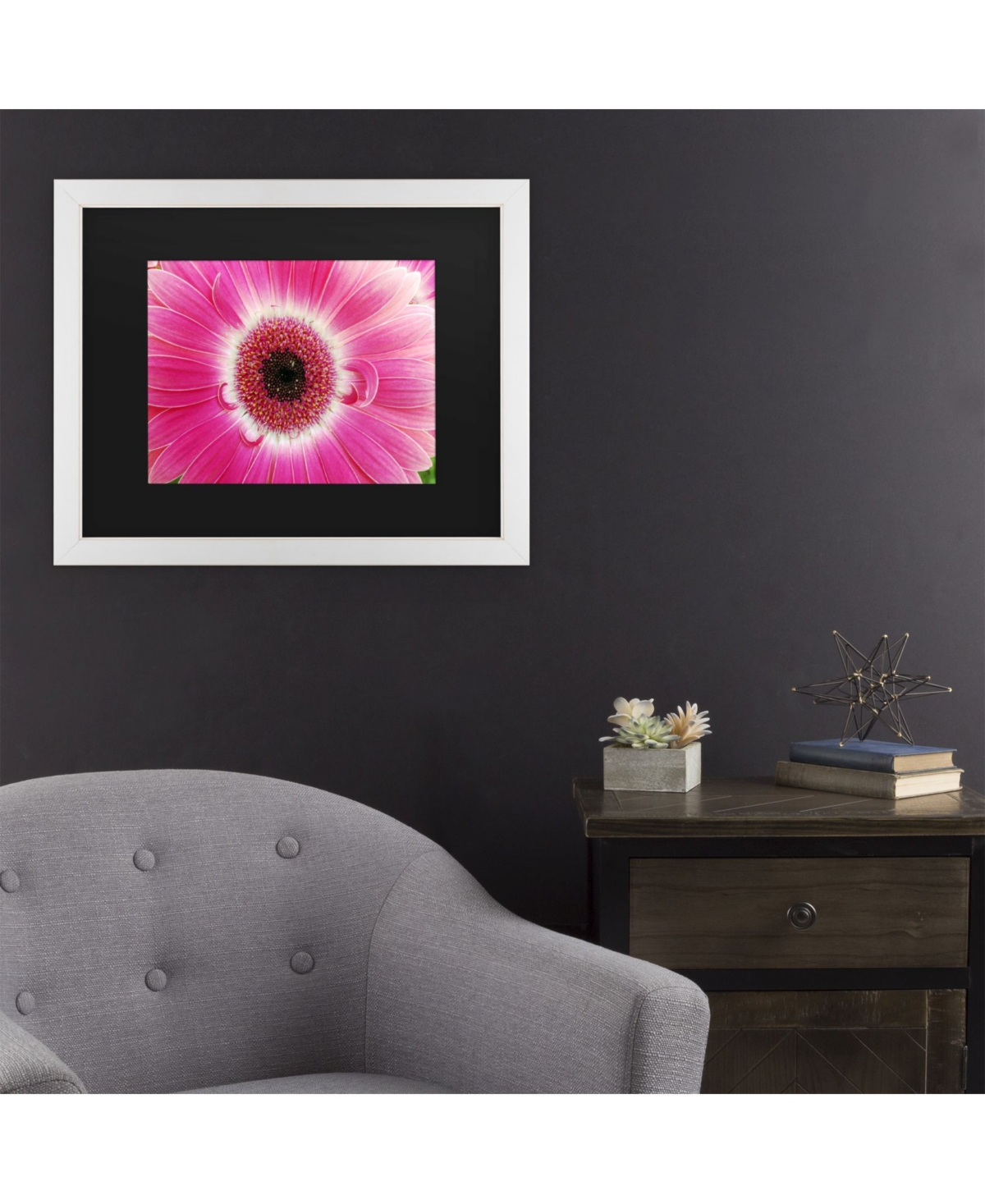 Kurt Shaffer Pink Gerber Matted Framed Art -