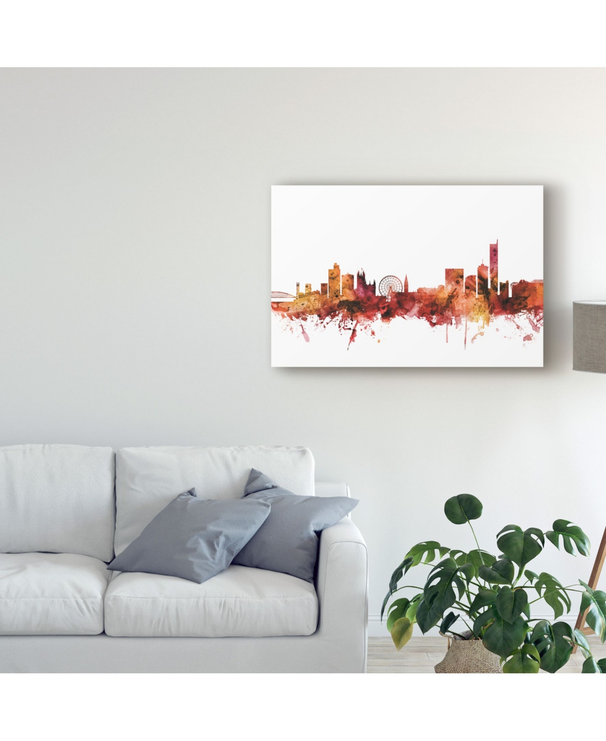 Michael Tompsett Manchester England Skyline Red Ii Canvas Art -