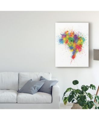Michael Tompsett Brazil Paint Splashes Map Canvas Art - 20" x 25"