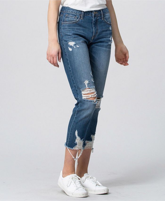 VERVET Distressed Raw Hem Boyfriend Jeans & Reviews Jeans Women