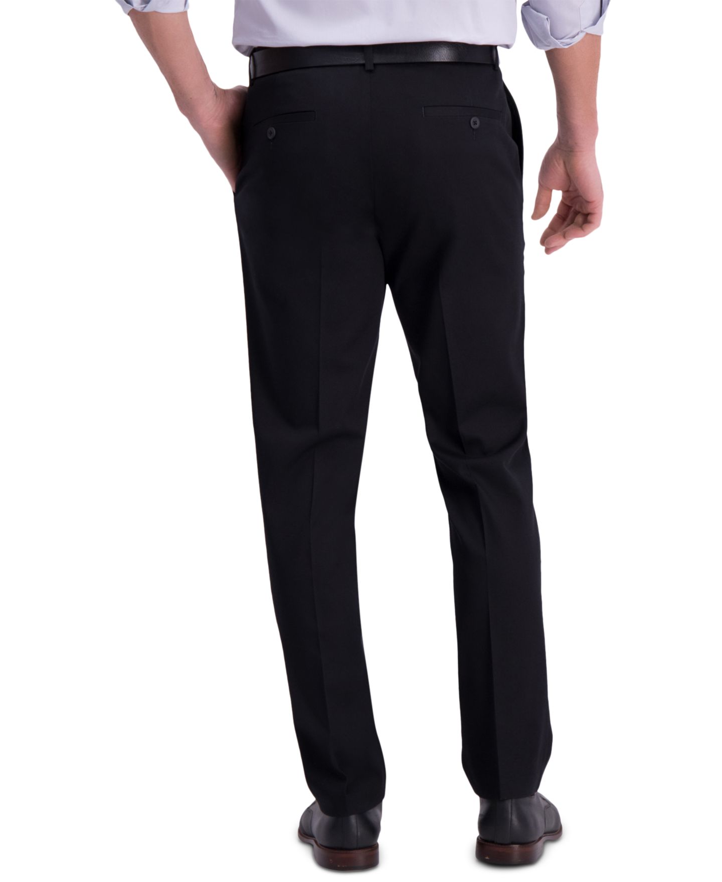 Мужские брюки Haggar Iron Free Premium Khaki Slim-Fit Flat-Front Pant, цвет: Чёрный — фото 2