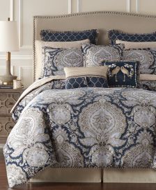 blue and beige bedroom curtains