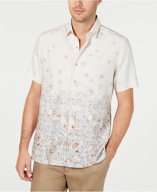 Tasso Elba Men S Paisley Short Sleeve Silk Shirt Created For Macy S