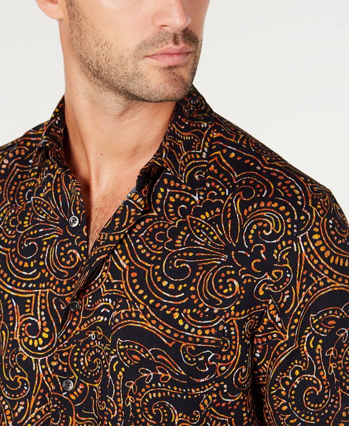 Tasso Elba Men's Paisley Print Short Sleeve Silk Shirt, Created for ...