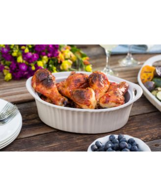White 1.5-Qt. Oval Casserole with Glass Lid