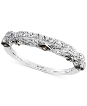 image of Le Vian Accidental Bridal Vanilla Diamond (1/5 ct. t.w.) & Chocolate Diamond Accent Band in 14k White Gold