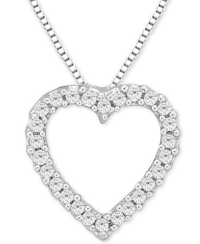Macy's - Diamond Heart Pendant Necklace in 14k White Gold (1/10 ct. t.w.)