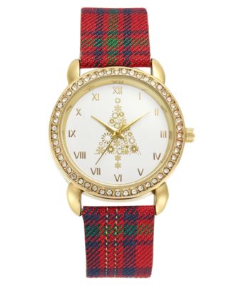Charter Club Holiday Tree Plaid Strap Watch 36mm, Created  display picture 1