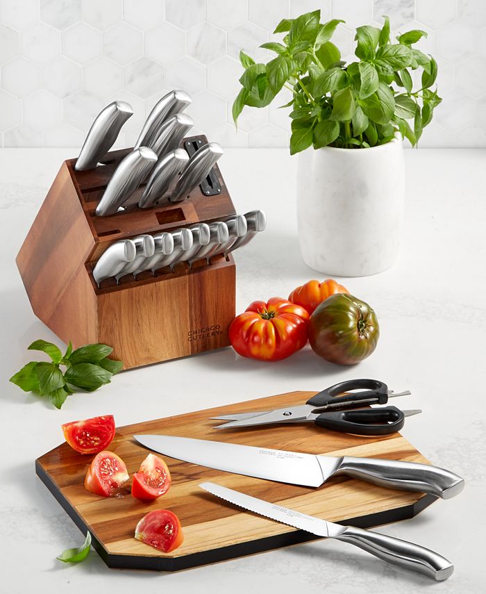 Chicago Cutlery Insignia 18pc Knife Block Set with In-Block Sharpener 