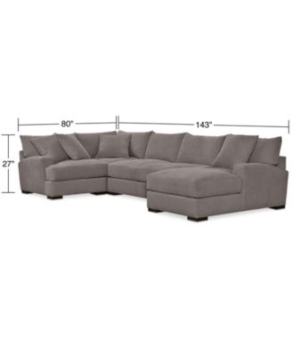 CLOSEOUT! Rhyder 4-Pc. 80'' Fabric Sectional Sofa with Chaise, Created for Macy's