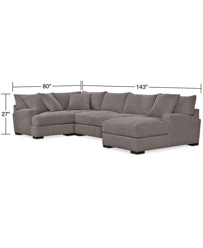 Furniture Rhyder 4Pc. 80'' Fabric Sectional Sofa with Chaise, Created