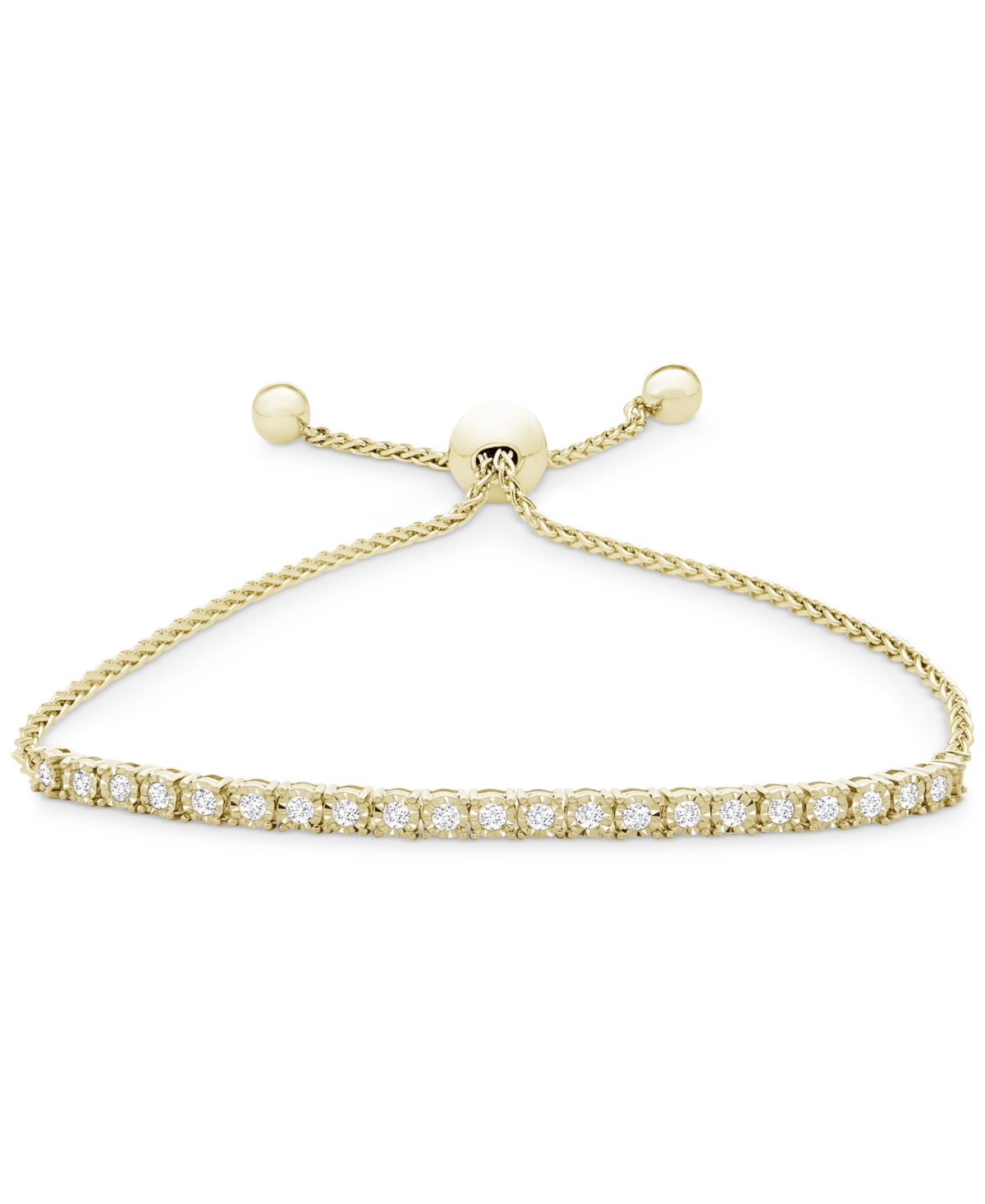 Macy's Diamond Bolo Bracelet (1 Ct. T.w.) In Sterling Silver In Yellow Gold,silver