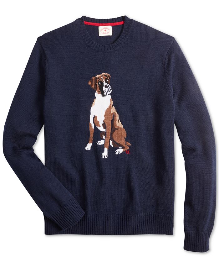 Brooks Brothers Men's Red Fleece Regular-Fit Dog Graphic Sweater - Macy's