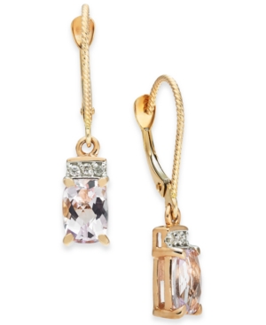 image of Pink Amethyst (1-5/8 ct. t.w.) & Diamond (1/20 ct. t.w.) Drop Earrings in 14k Rose Gold