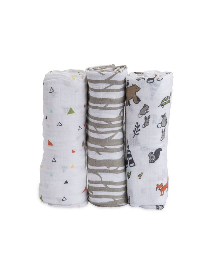 Little Unicorn Forest Friends Cotton Muslin 3-Pack Swaddle Blanket Set ...