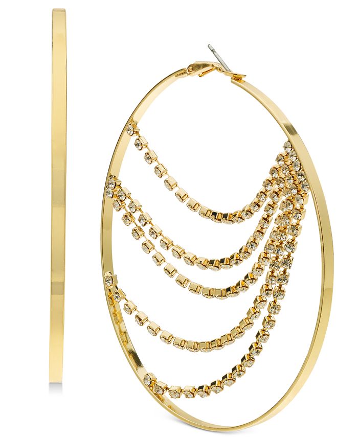 Thalia Sodi Rhinestone Chain Hoop Earrings, Created for Macy's Macy's