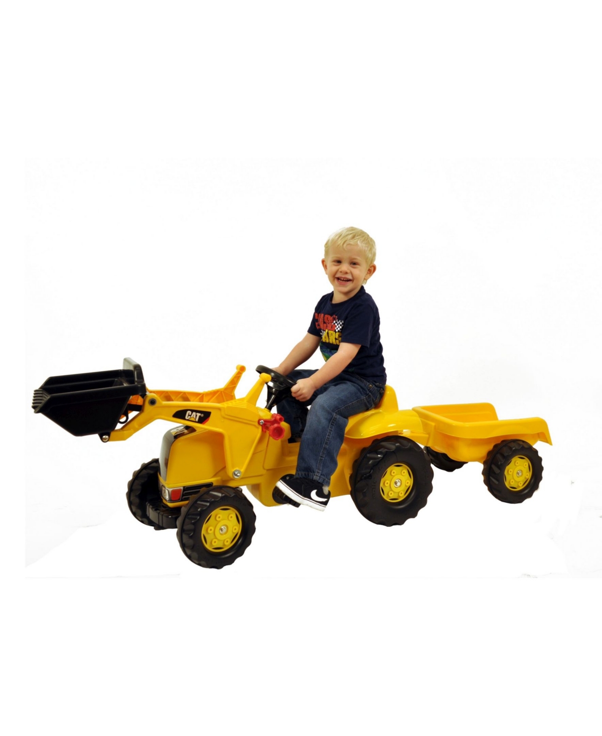 Shop Rolly Toys Cat Kid Pedal Tractor With Front Loader And Removable Hauling Trailer In Yellow