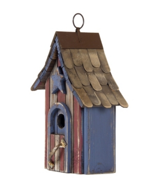 GLITZHOME HANGING DISTRESSED SOLID WOOD GARDEN BIRDHOUSE