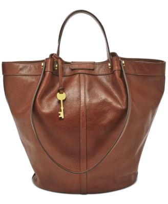 fossil leather tote